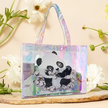 Átlátszó táskák lányoknak Szépség átlátszó táskák diákoknak Nagy kapacitás fogantyúkkal Hordozható bevásárló kézitáska