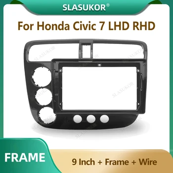 9 hüvelyk Honda Civic 7 LHD RHD 2000-2006 Fascia rádió sztereó panel műszerfal szerelés szerelés Trim készlet Arc keret keret huzal