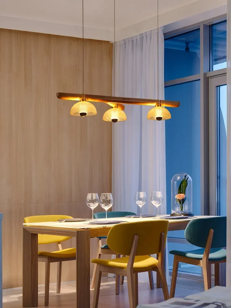 Étkező Csillár Háromfejű Nordic Log Ins Csillár Egyszerű Modern étkezőasztal Bár Kreatív háló Piros nap lámpa - 3
