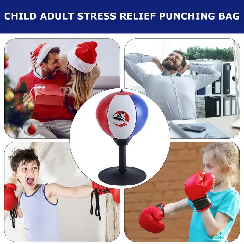 Íróasztal lyukasztó táska Tapadókorong Mini boksztáska Vicces megkönnyebbülés boksztáska Asztali boksz Punch Ball szórakoztató játék ajándék gyerekeknek Felnőttek Fiúk - 4