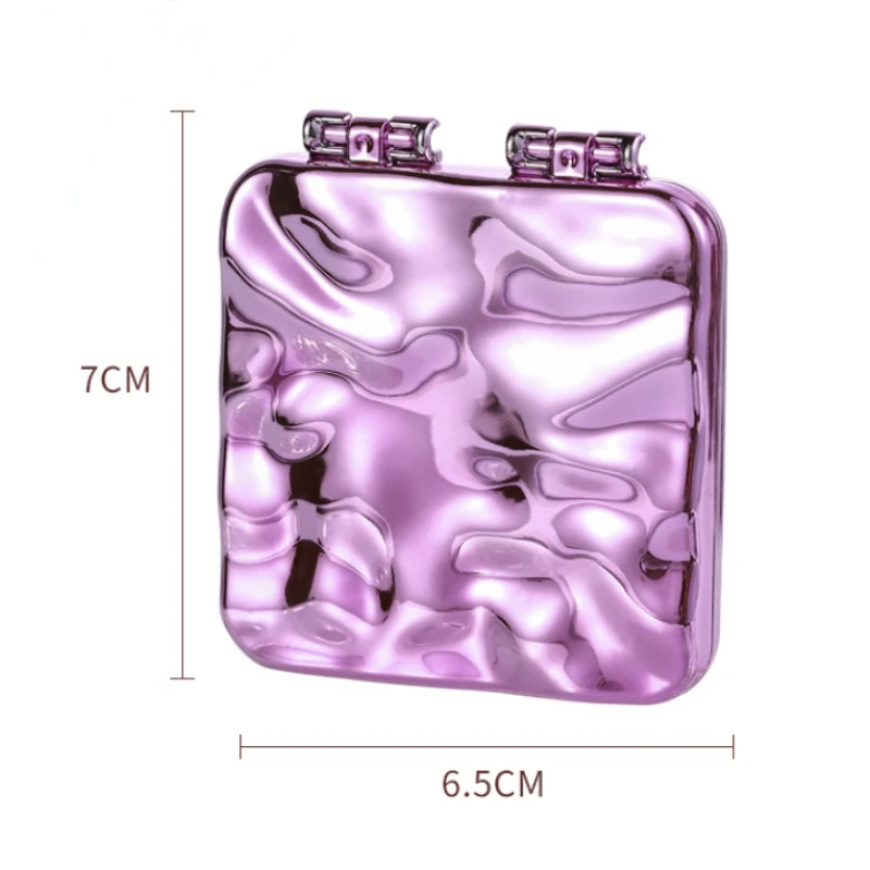 Összecsukható bevonatú sminktükör Mini négyzet alakú sminktükör Vanity Mirror hordozható kézitükrök Kétoldalas kompakt tükör Zsebtükör - 5