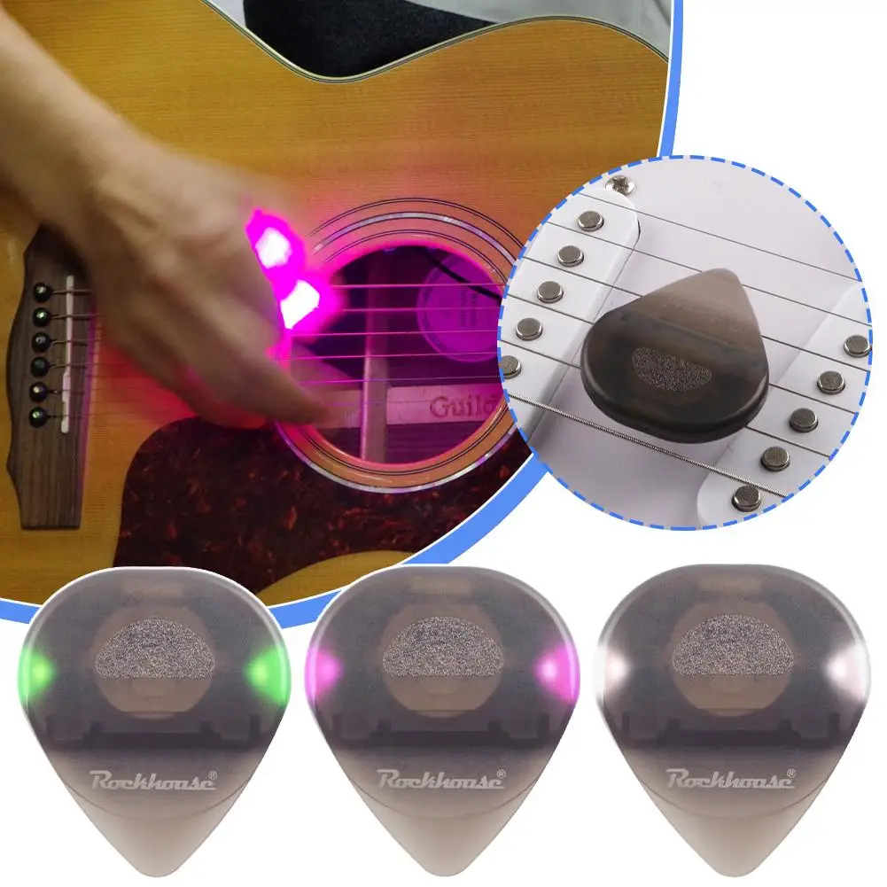 Új gitárpengető Közepes pengető műanyag nagy érzékenységű LED lámpával Plectrum basszusgitárhoz Elektromos gitár kiegészítők 1db - 3