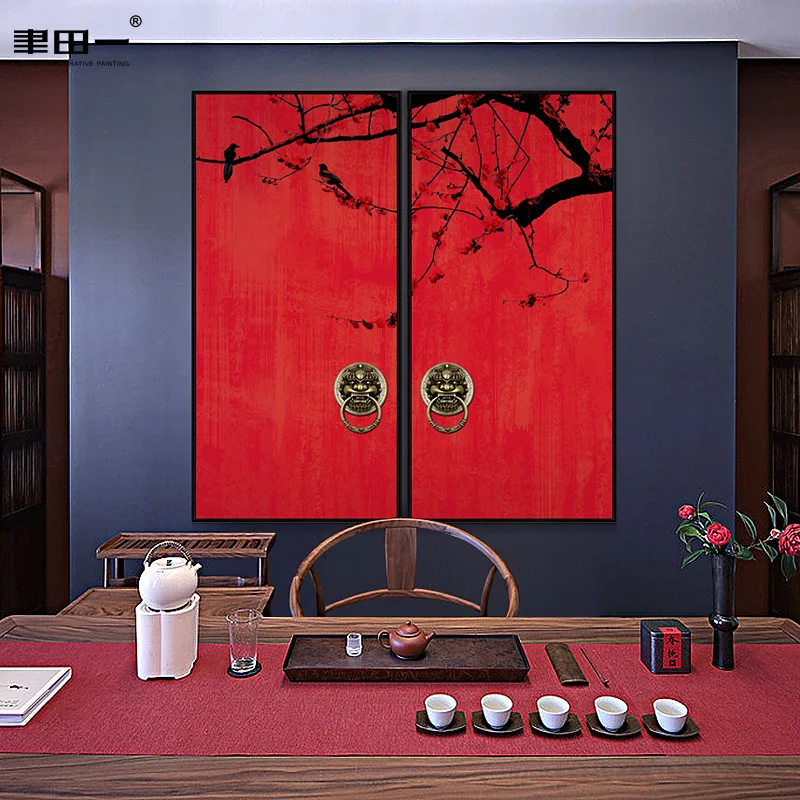 Új kínai stílusú kanapé háttér Fal dekoratív festés Klasszikus folyosó hímzés falfestmény - 3
