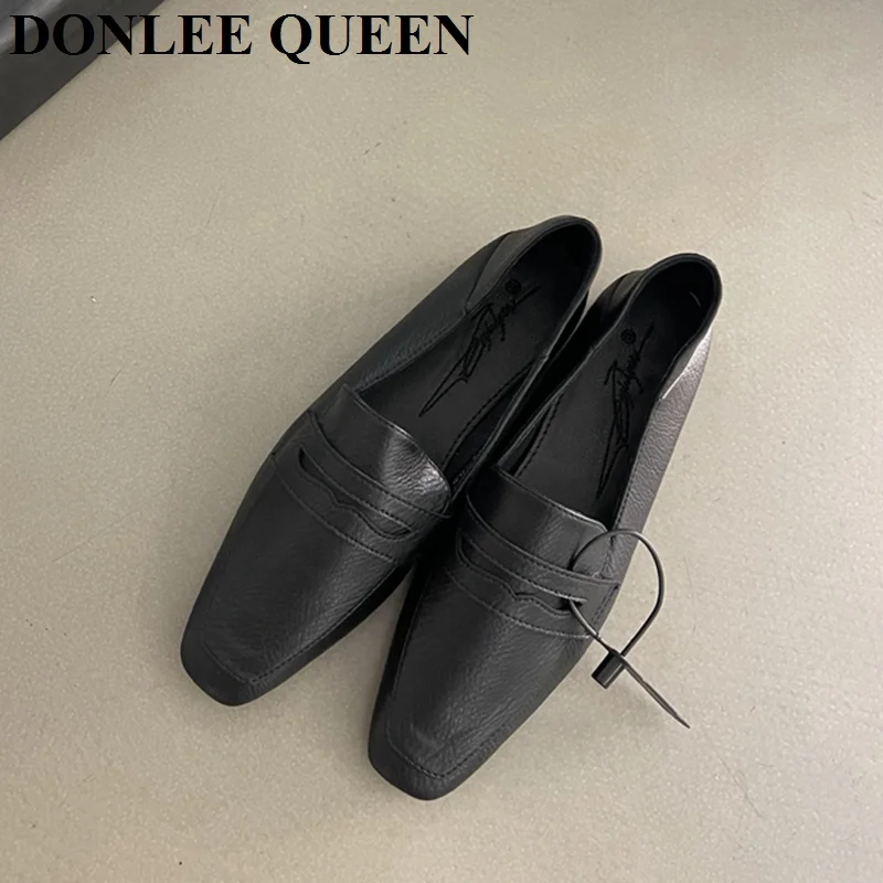 Új Loafer női lakáscipő 2023 őszi luxus Oxford Slip On Ladies Ballet Square Toe Moccasin alkalmi puha cipő Zapatilla Muje - 3
