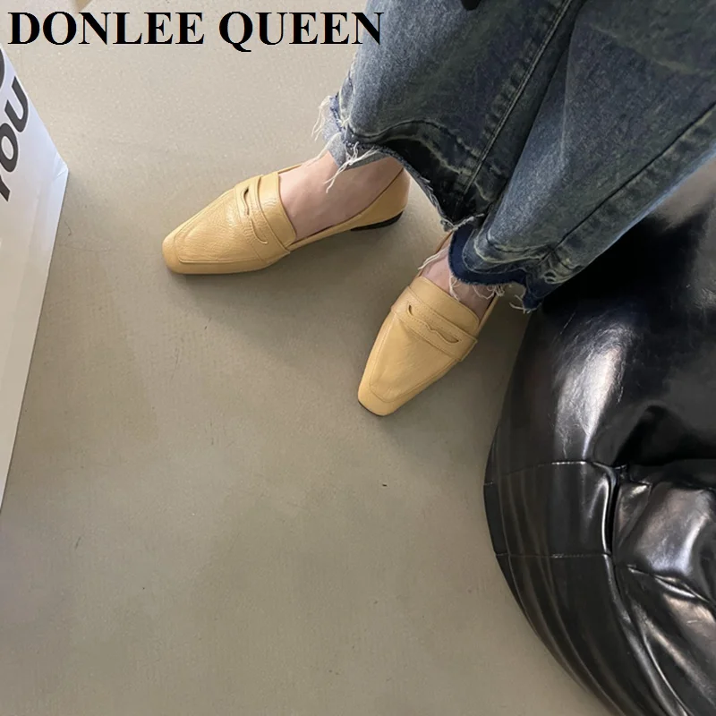 Új Loafer női lakáscipő 2023 őszi luxus Oxford Slip On Ladies Ballet Square Toe Moccasin alkalmi puha cipő Zapatilla Muje - 4