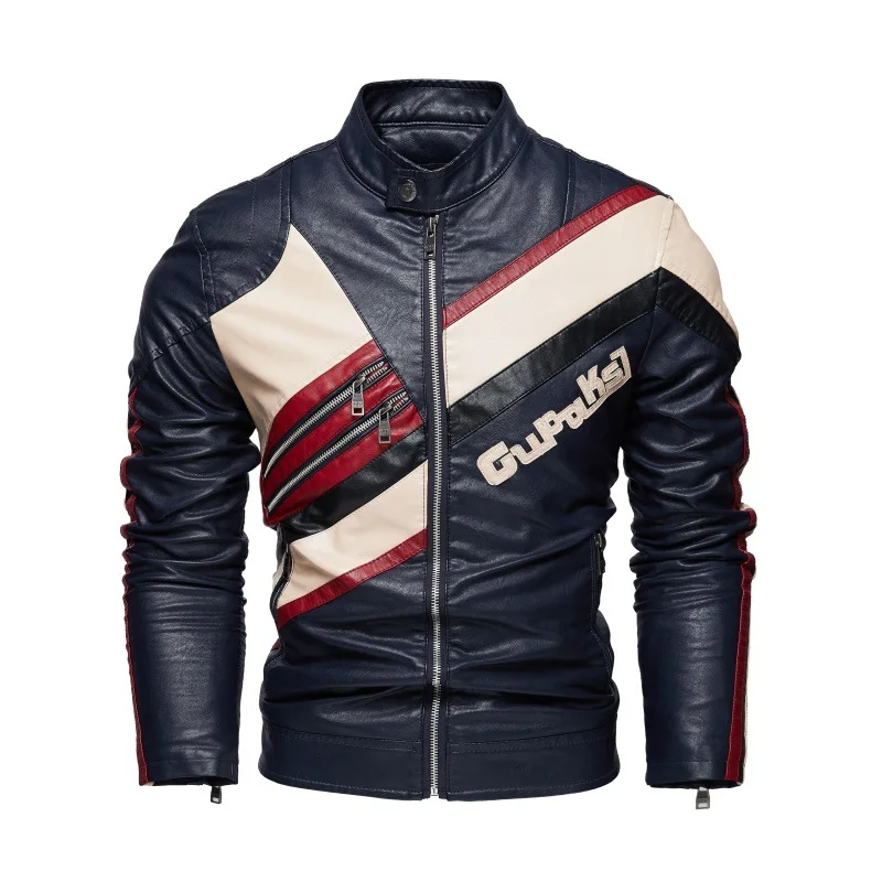 Új rövid bőrdzseki férfi divat motorkerékpár bőrdzseki téli gyapjú sűrített kabát meleg motoros dzseki férfi - 5