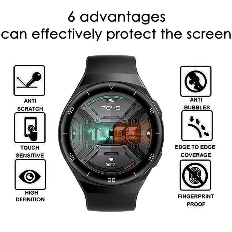 Új ultravékony, ívelt edzett üveg a Huawei Watch GT 2E HD átlátszó karcvédő fóliához Huawei GT2E képernyővédő fólia - 3