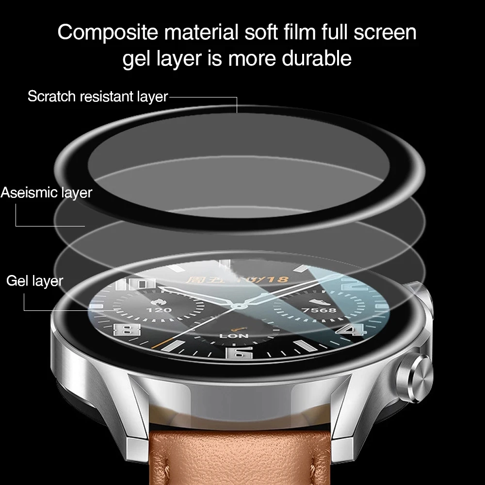 Új ultravékony, ívelt edzett üveg a Huawei Watch GT 2E HD átlátszó karcvédő fóliához Huawei GT2E képernyővédő fólia - 5