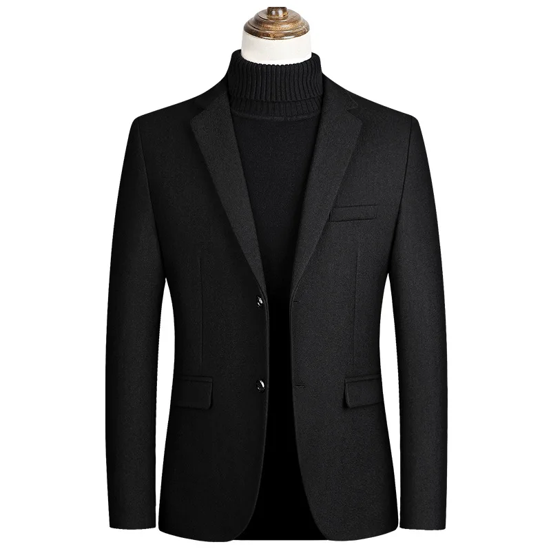 Új őszi téli férfi gyapjú üzleti alkalmi öltöny kabát férfi egyszínű koreai változat karcsú kis ruha blézer kabát - 1