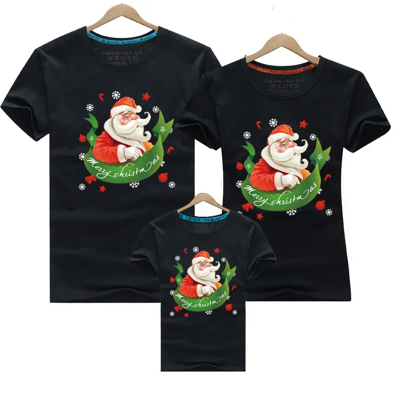 Újévi anya lánya ruhák felnőtt gyerek póló rövid ujjú pamut rajzfilm nyomtatás karácsonyi családi hozzáillő ruhák - 2