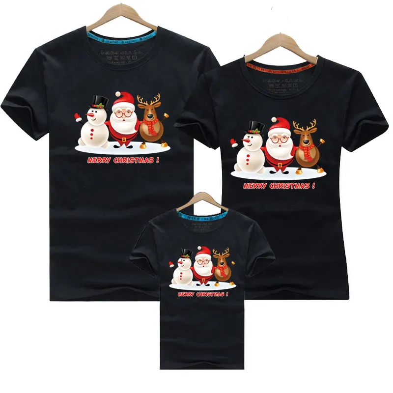 Újévi anya lánya ruhák felnőtt gyerek póló rövid ujjú pamut rajzfilm nyomtatás karácsonyi családi hozzáillő ruhák - 3